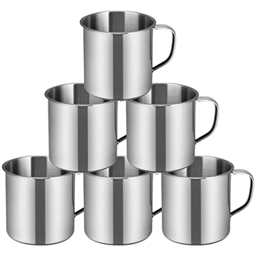 Operitacx 6 Stück Edelstahlbecher Unzerbrechliche Tassen Für Kinder Camping Kaffeetassen Mit Henkel Espressotassen Metall Schnapsgläser Teebecher Tasse Für Outdoor-Events Picknicks Partys –