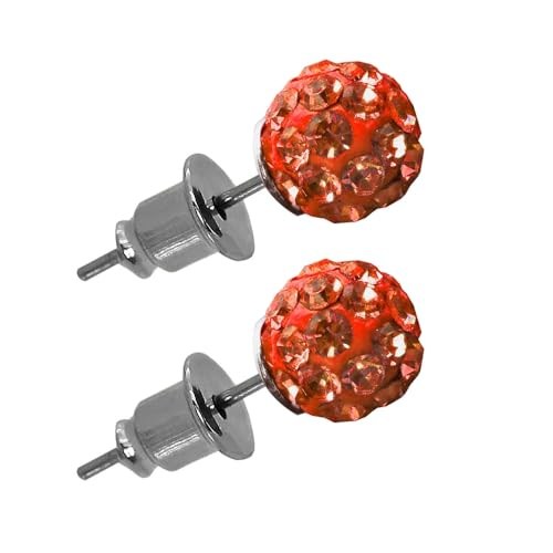 Tumundo® Shamballa Ohrstecker Ohrringe Ohr Strass Glitzer Kristall Kugel Disco Kinder Damen Rund Perle Ø 8mm, Variante:orange