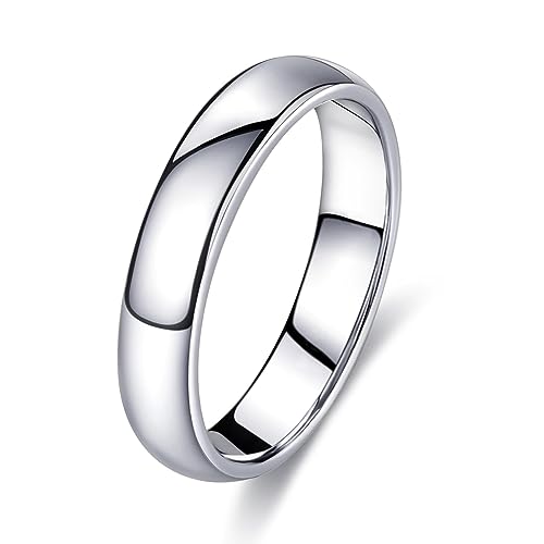 FUNEIA Silber Band Ring Damen Herren 1-8mm Breit Edelstahl Ringe für Männer Frauen Simpel Polierte Trauring Ehering Verlobungsring Daumenring Finger Ring Größen 52, 54, 57, 60, 62, 65, 67