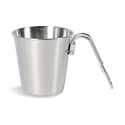 Tatonka Edelstahl-Becher Expedition Mug (350 ml) - Einwandiger Trinkbecher mit 3,5l Volumen, abnehmbarem Griff und Volumenskalierung - Lebensmittelecht, unzerbrechlich, schadstofffrei - Ø 9 x 9 cm