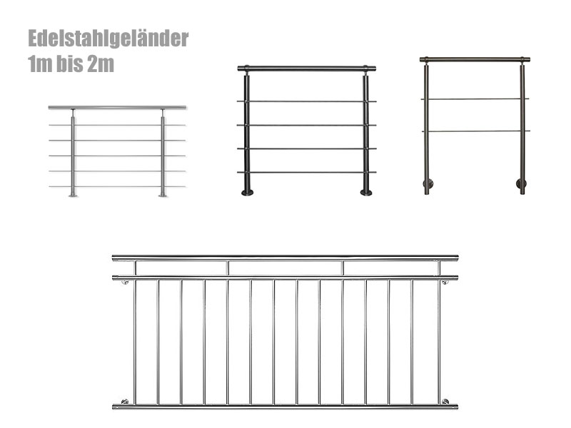 Edelstahlgeländer 1m bis 2m