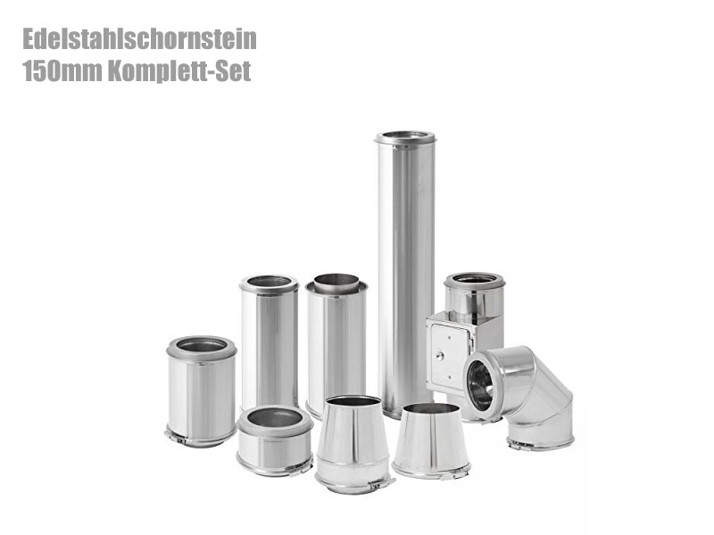 Edelstahlschornstein 150mm Komplett-Set